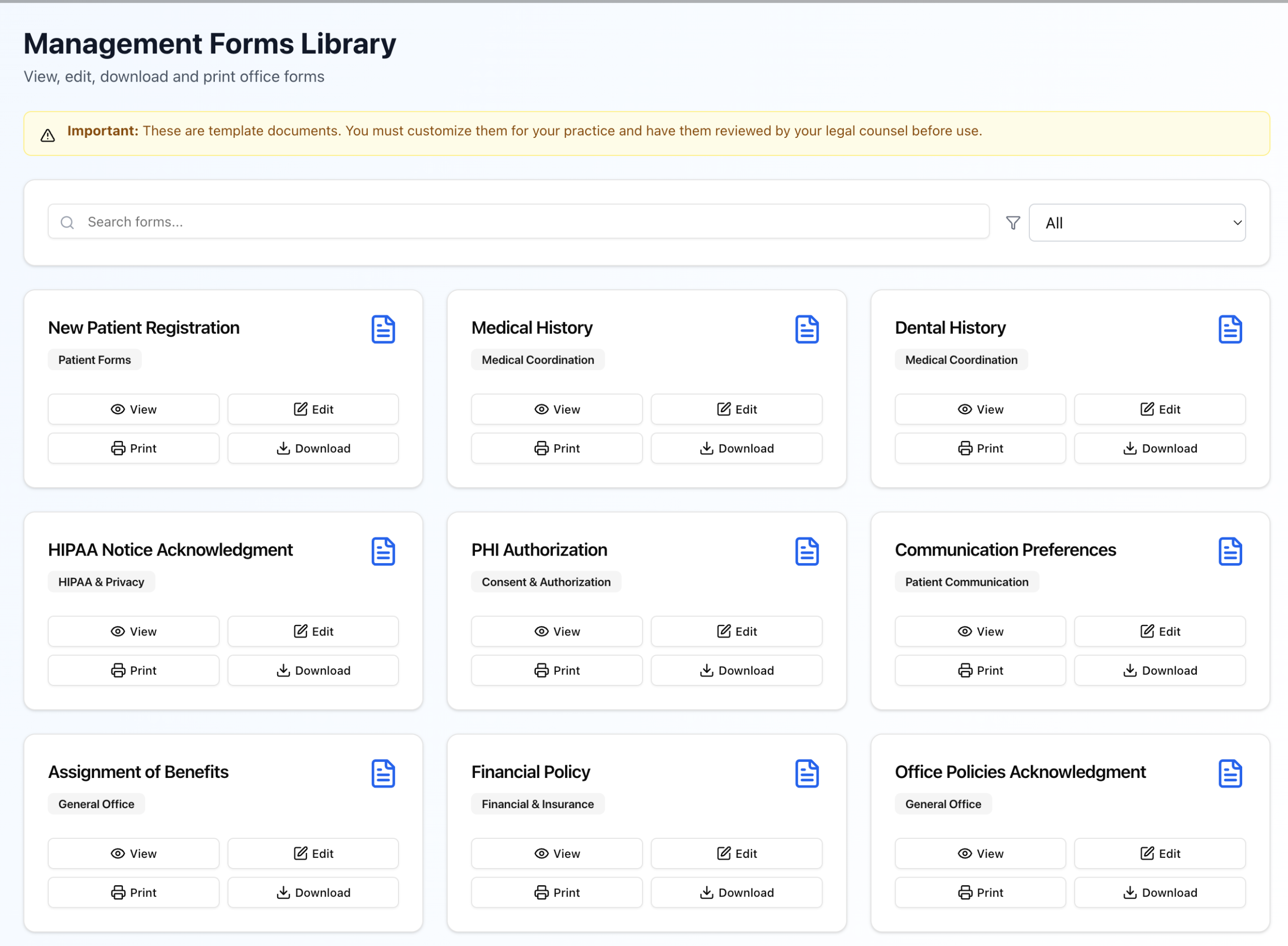 Management Forms