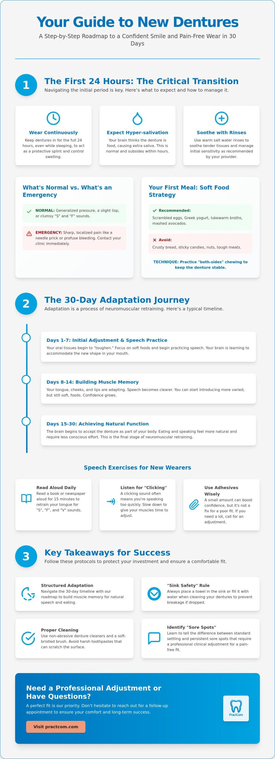 Instructions for Patients with New Dentures: The 2026 Complete Adaptation Guide